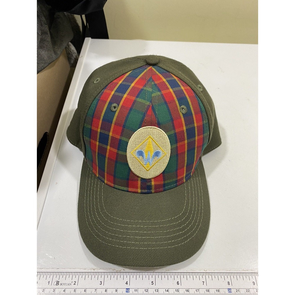 Webelos Boy Cub Scout Fitted S/M Hat Plaid Green G900w